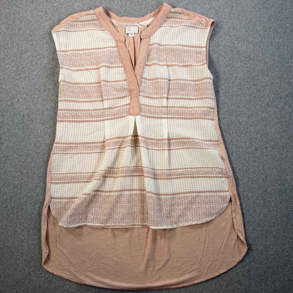 Anthropologie Postmark Women's Small Pink Tan High Low Sleeveless Blouse Tunic